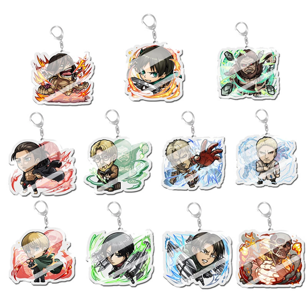 Anime Shingeki ‌Attack on Titan Kyojin Eren Yeager Armin Arlert Cosplay Costume Acrylic Keychain Keyring Key Xmas Gift Prop