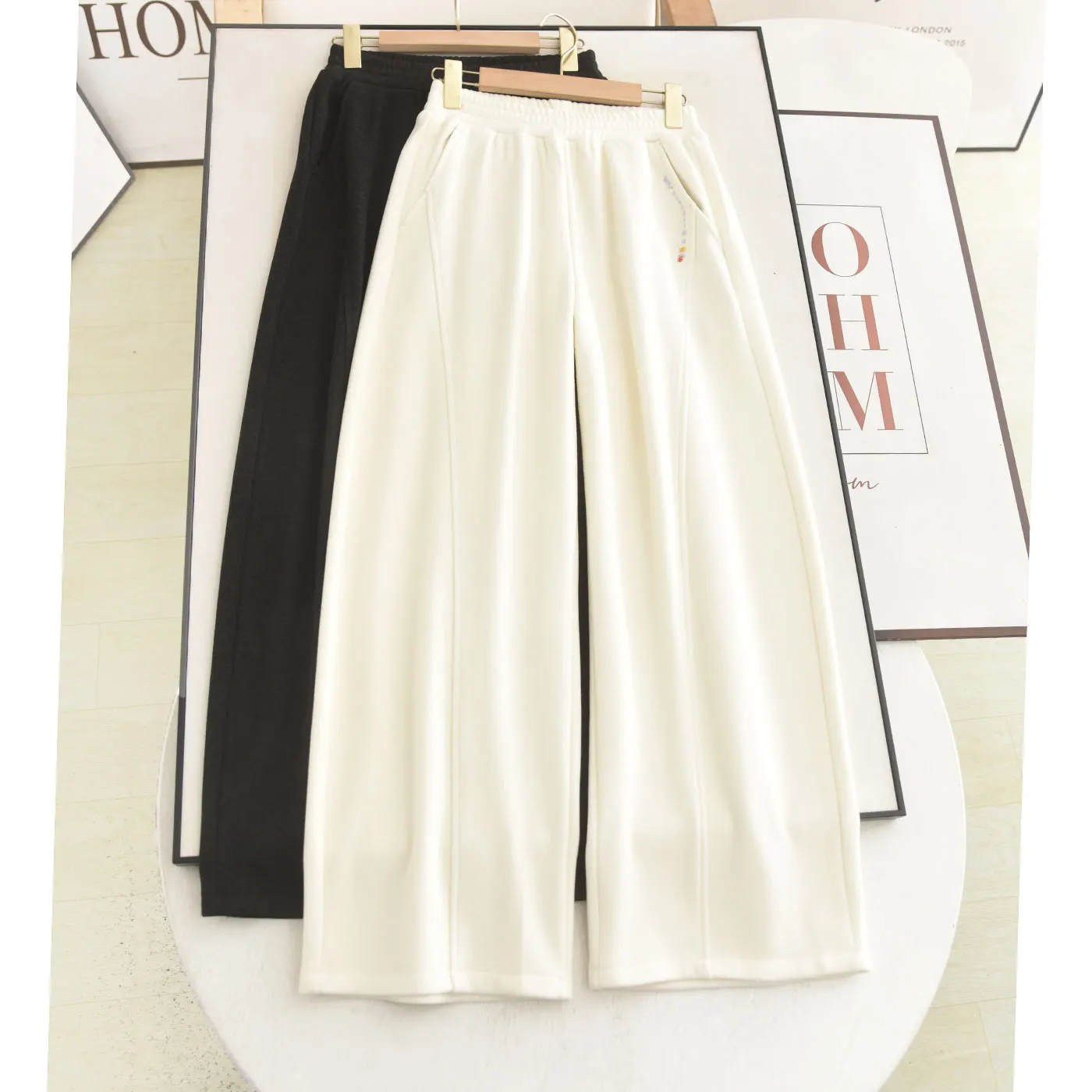 

Женские повседневные брюки с высокой талией и широкими штанинами, свободного кроя, с вышивкой и дизайном D Fce Lined Knife