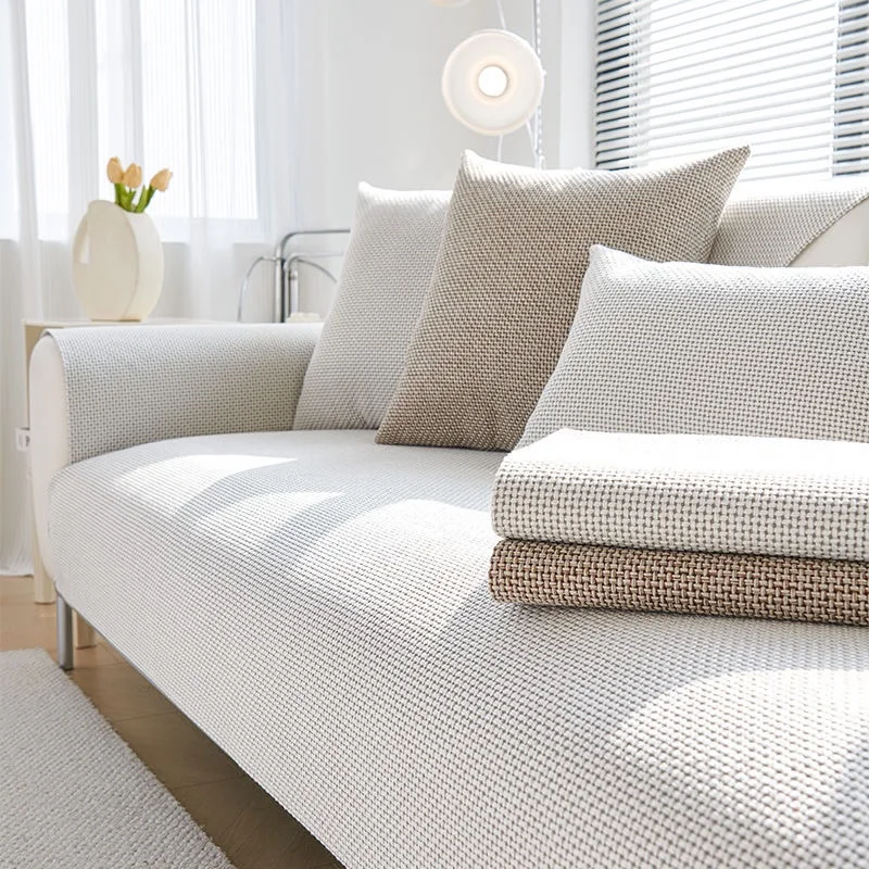 

1PC Cotton Linen Sofa Cover Mat with Armrest Pure Color Universal Couch Cover Living Room Non-slip Sofa Pad 쇼파 패드 Fundas De Sofá