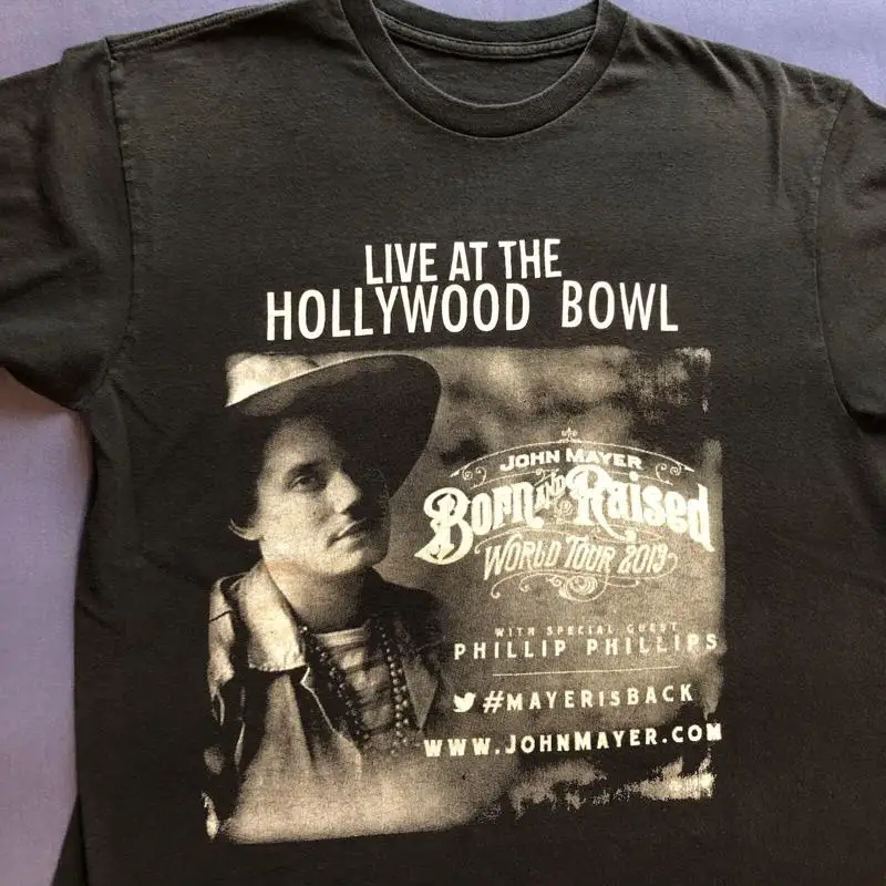 

Винтажная футболка John Mayer Holllwood Bowl 2013, черная, средняя/большая, б/у
