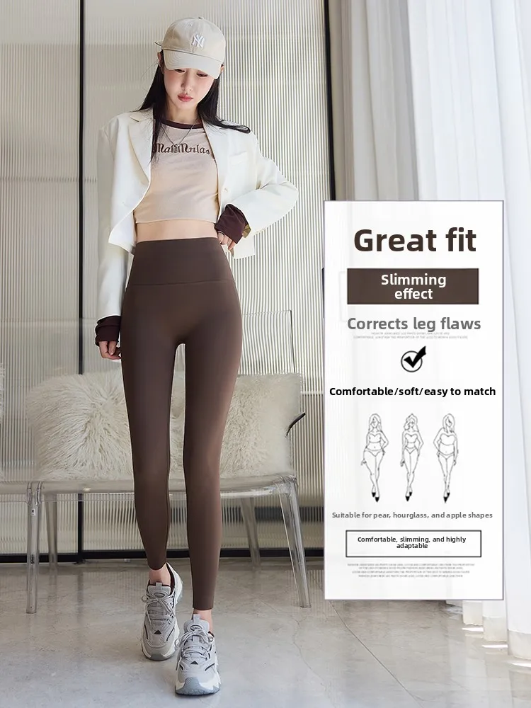 Hoch taillierte, mit Fce gefütterte, schlankmachende Yoga-Hose, Damen-Oberbekleidung, keine Peinlichkeit, Ss, Po-Lifting, elastische Leggings, enge Passform