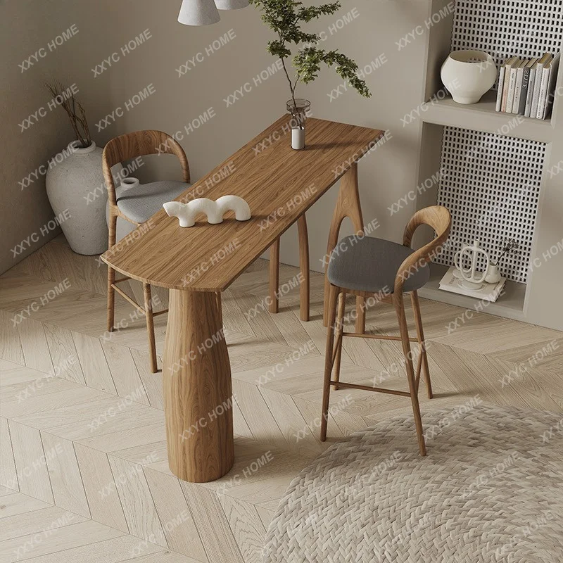 Long table Solid wood high Household wall partition Bar table  and chair Living room Balcony Small apartment