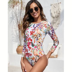 Sexy Surf Rashguard Long Sleeve Swimwear Women One Piece Swimsuit Rash Guard Swimming Bathing Suit Beach Wear Bodysuit Monokini