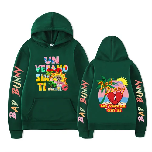 Imagen 2 del producto Otoño e Invierno hombres y mujeres casual cómodo cálido Sudadera con capucha Bad Bunny hip-hop estampado moda sudadera con capucha suelta