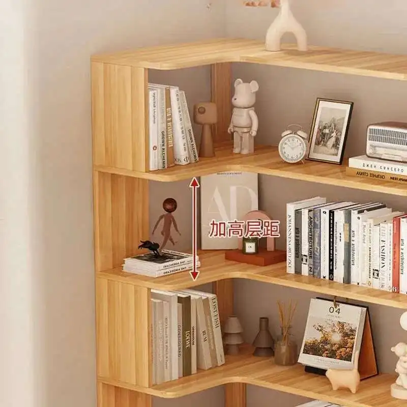 Modern Multi-layer Bookcases for Study Solid Wood Corner Storage Bookcase Light Luxury Simple Household Bookshelf for Library
