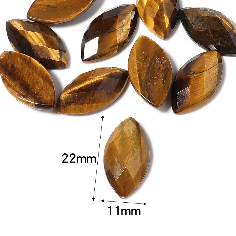 5pcs Natural Stone Tiger's Eye Stone Cabochon Oval Flatback Diamond Section 17x9mm For DIY Jewelry Making Pendant Accessories