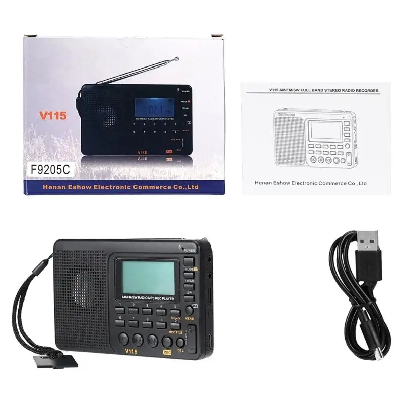 Multifunctional V115 Radio Mini Portable Radio Full Bands Coverage Global Broadcasting Record Important Information