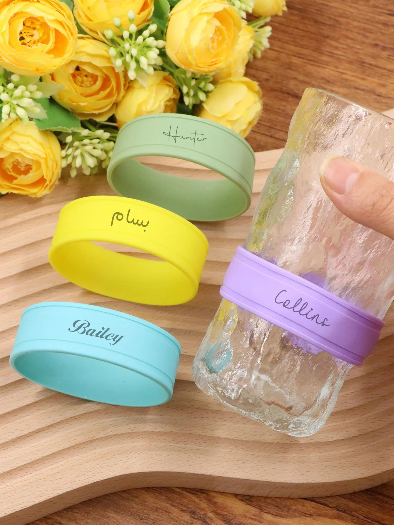 Custom Name Water Bottle Band, Personalized Identification Ring, Customizable Gift Accessory for Drinks, Present for Daily image 4
