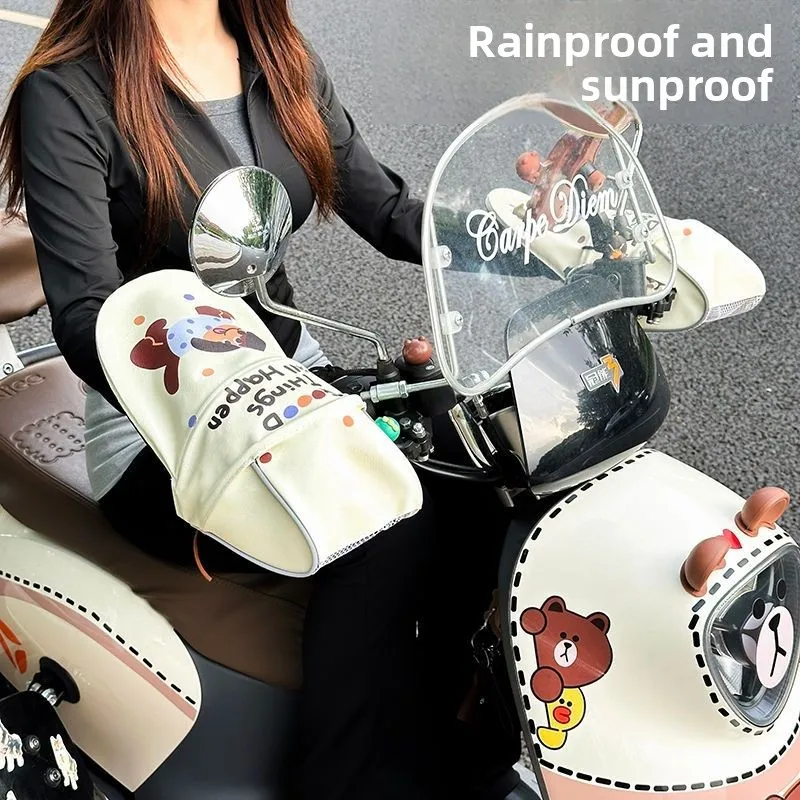 

Электрический автомобиль, солнцезащитные перчатки, летняя ручка, водонепроницаемый милый солнцезащитный козырек на руль, мотоцикл, ультрафиолетовый аккумулятор, автомобиль