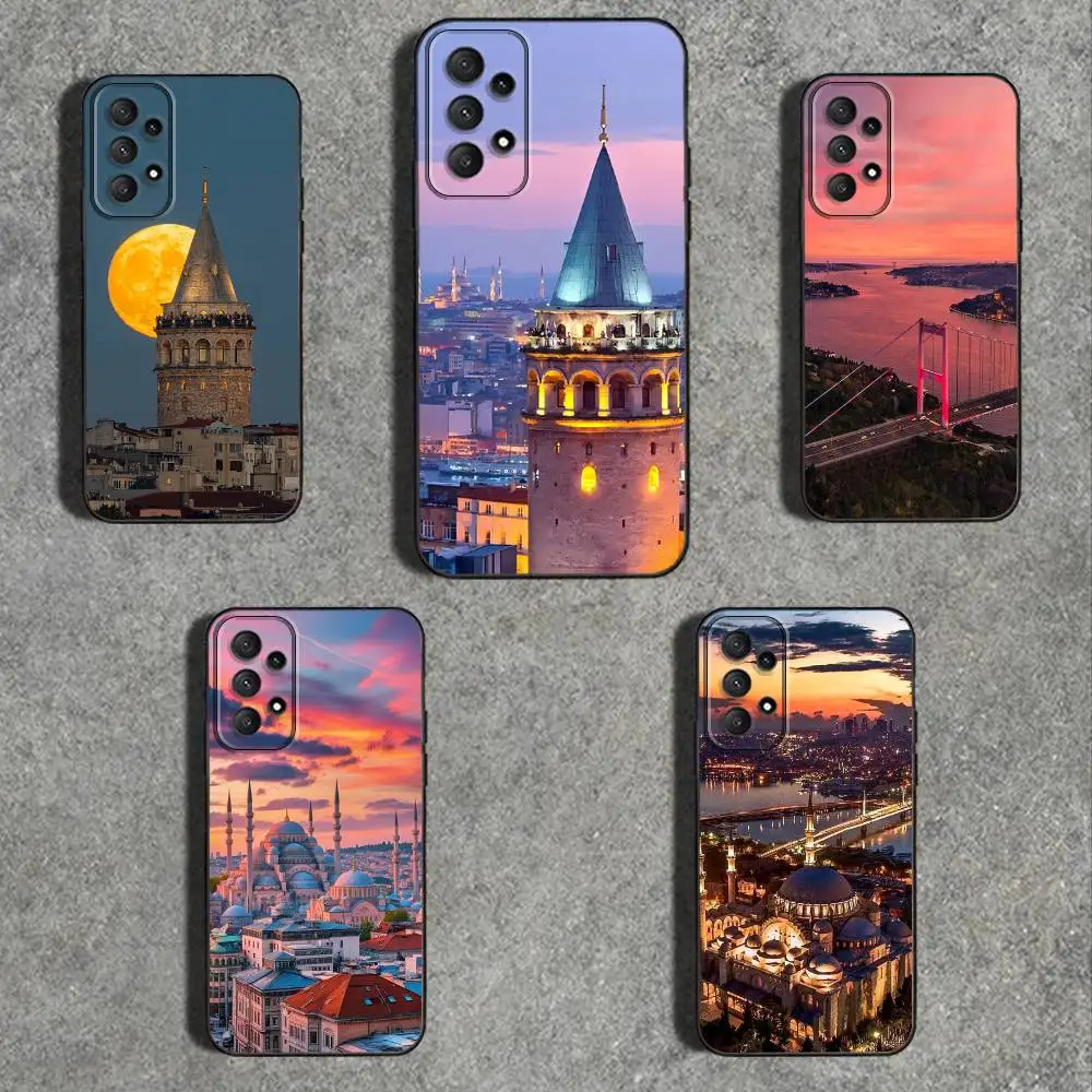 T-Turkey I-Istanbul Scenery Phone Case For Samsung Galaxy A 91,80,73,72,71,53,52,51,22,5G Shockproof Soft Black Cover