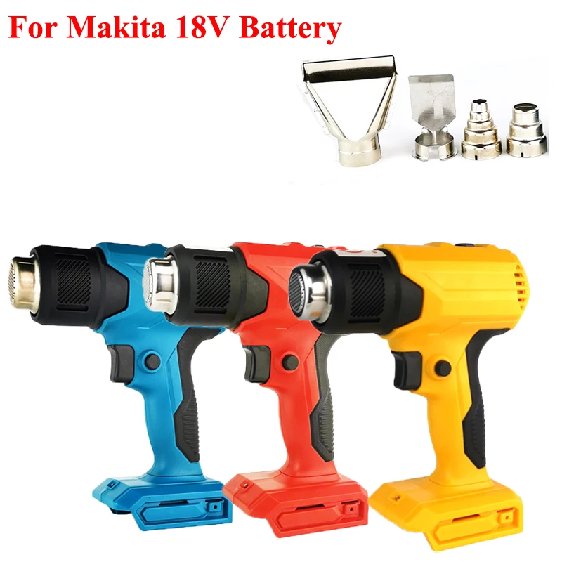 

Portable Cordless Electric Heat Gun Heat Shrink Gun Compatible for Makita 18V Battery Three Temperature Settings with 4 Nozzles