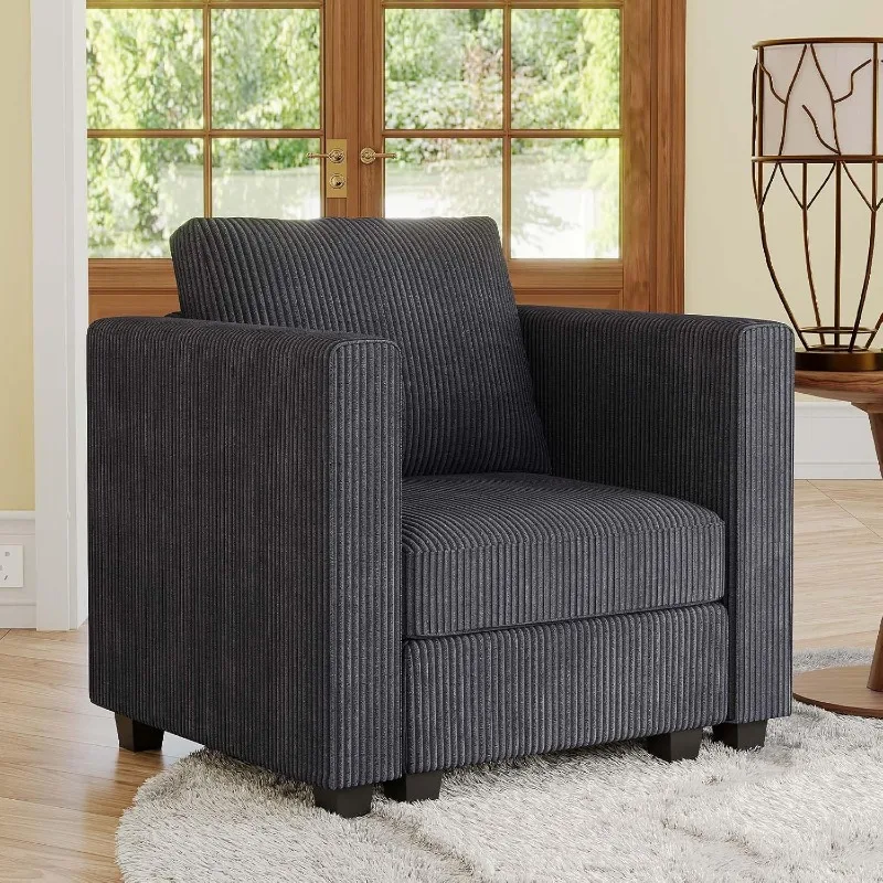 

Вельветовое кресло Модульное кресло с местом для хранения вещей Современный диван для гостиной Темно-серый