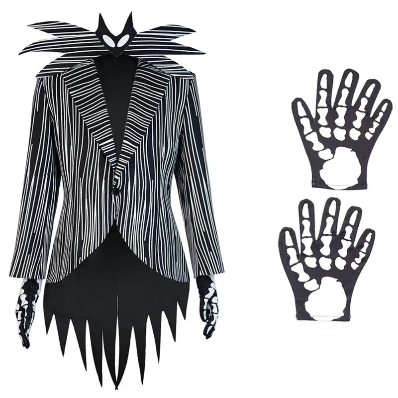 2026 Movie Nightmare Jack Cosplay Costume Christmas Horror Skelling Stripe Uniform Outfit Skeleton Halloween Carnival Party view 2