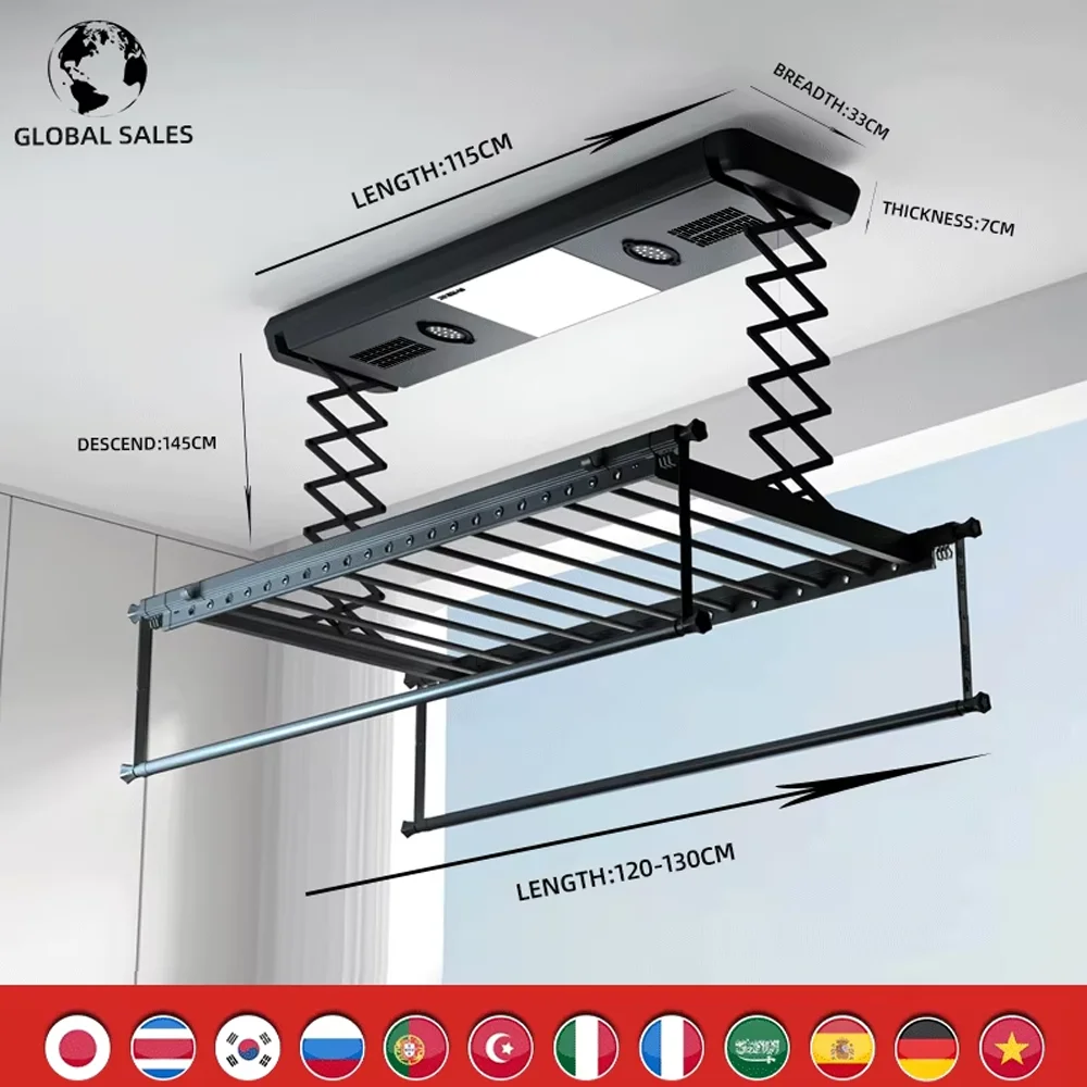 Aluminum Alloy Manufacturers Customized Wholesale 220V110V Multi-color Balcony Hanging Clothes Drying Rack Drying Rack