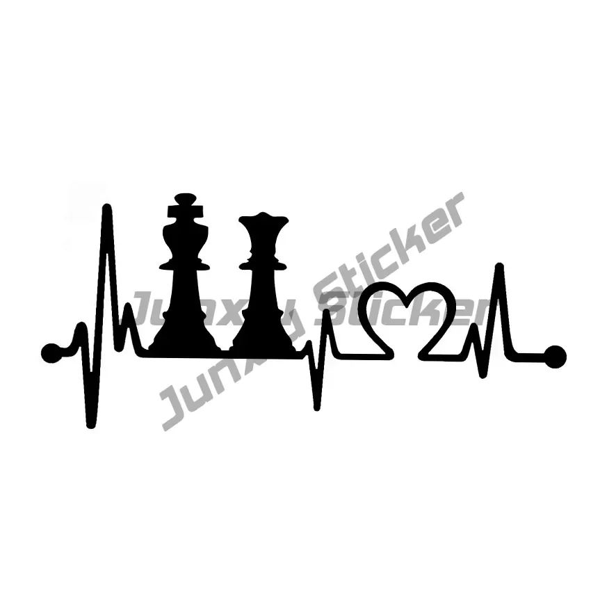 

Creative King Queen Chess Set Heartbeat Lifeline Car Sticker Fashion PVC Body Window Decoration Sunscreen Waterproof Decals.
