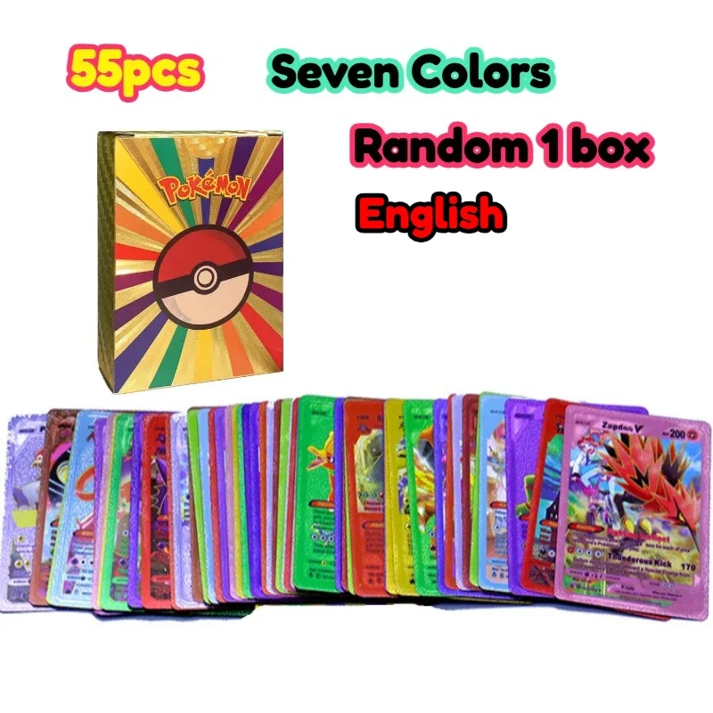 

НОВЫЙ 55 шт. Pokemon красочная карта из золотой фольги Charizard Pikachu Arceus Silver Rainbow английская карта VSTAR GX V VMAX