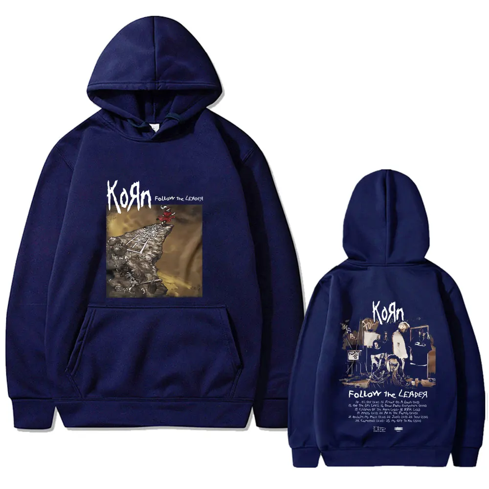 Rock Band Korn Follow The Leader Graphic Hoodie Male Oversized Pullover Rare Nu Metal Music Hoodies Men Women Gothic Sweatshirt