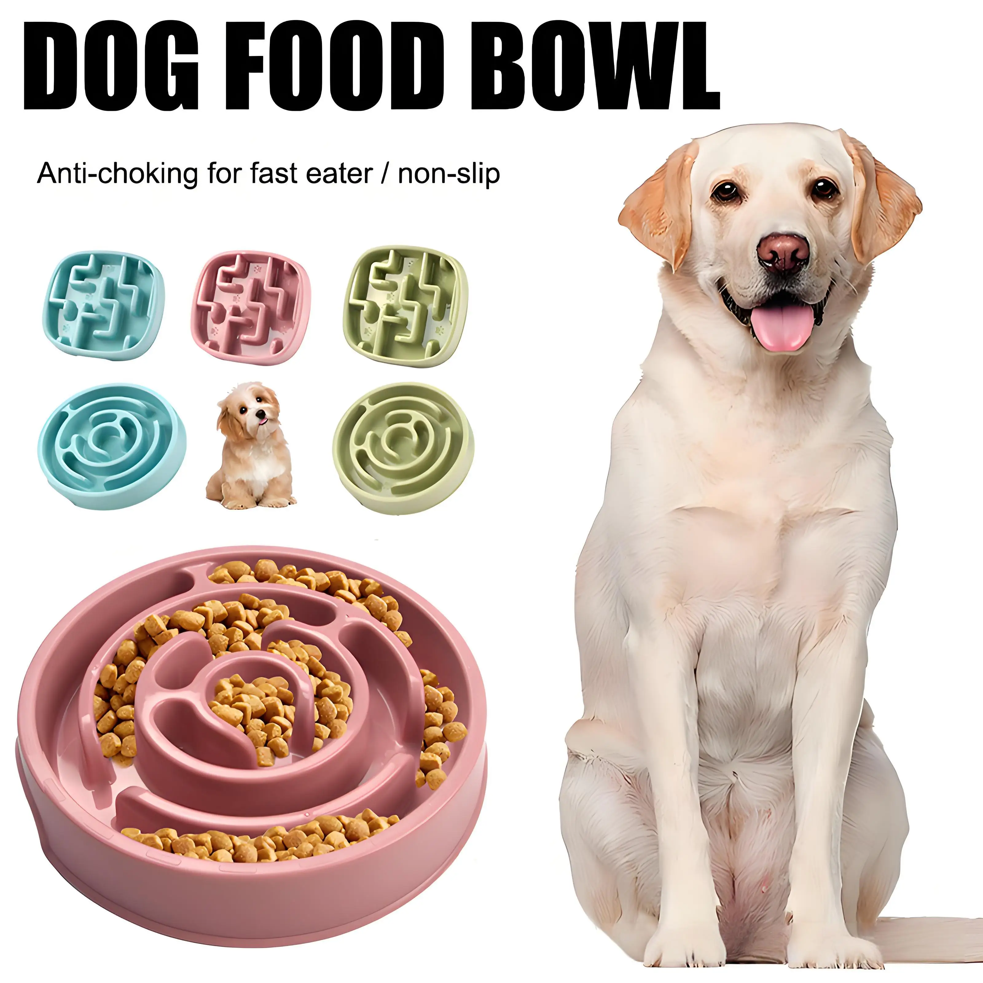 Dog Slow Feeder Bowl Non-slip Anti-glutton Dog Food Bowl Slow Feeding Dog Bowls Healthy Diet Bowls for Dog Cat Small Medium