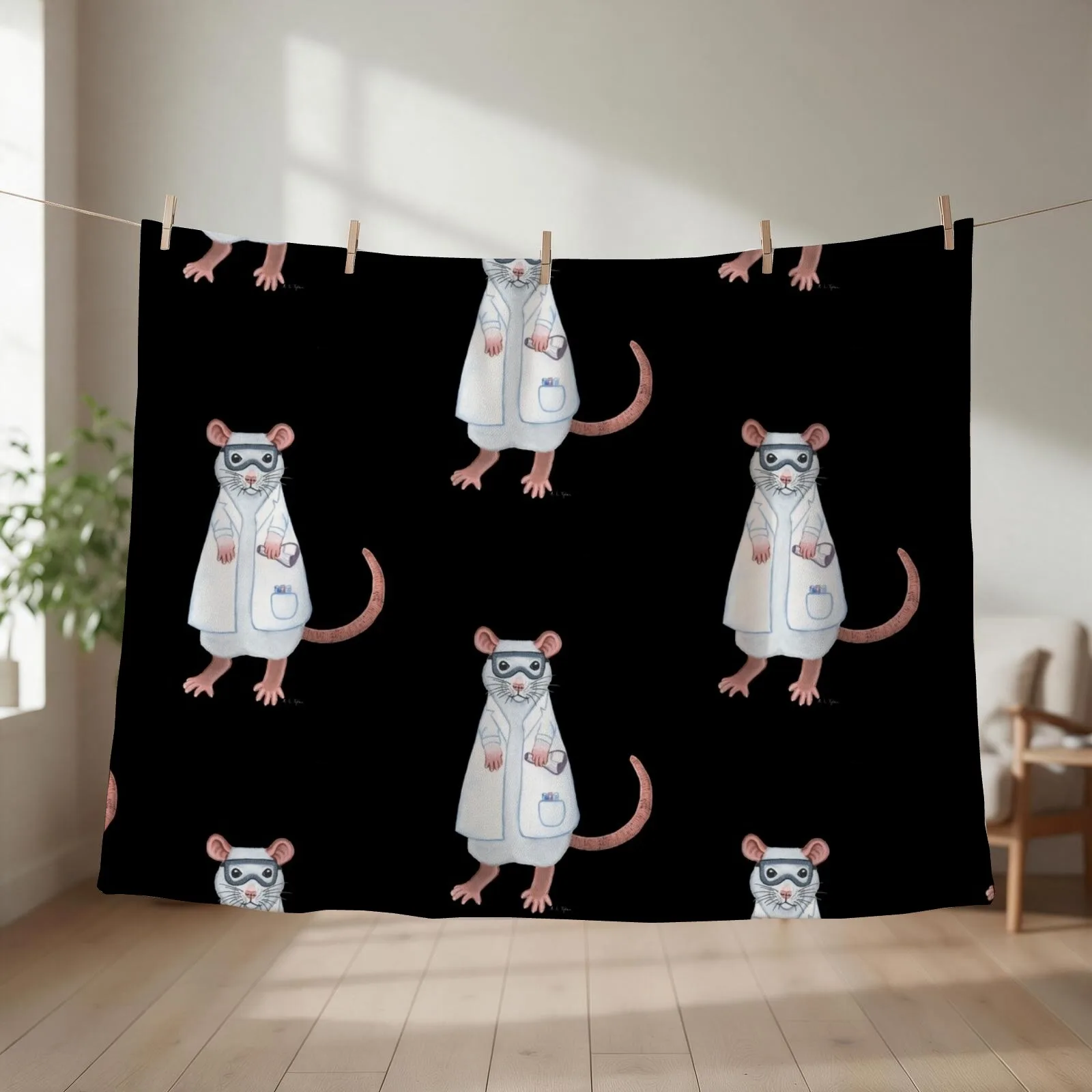 Lab Rat Throw Blanket For Decorative Sofa Hairys Travel blankets ands Blankets