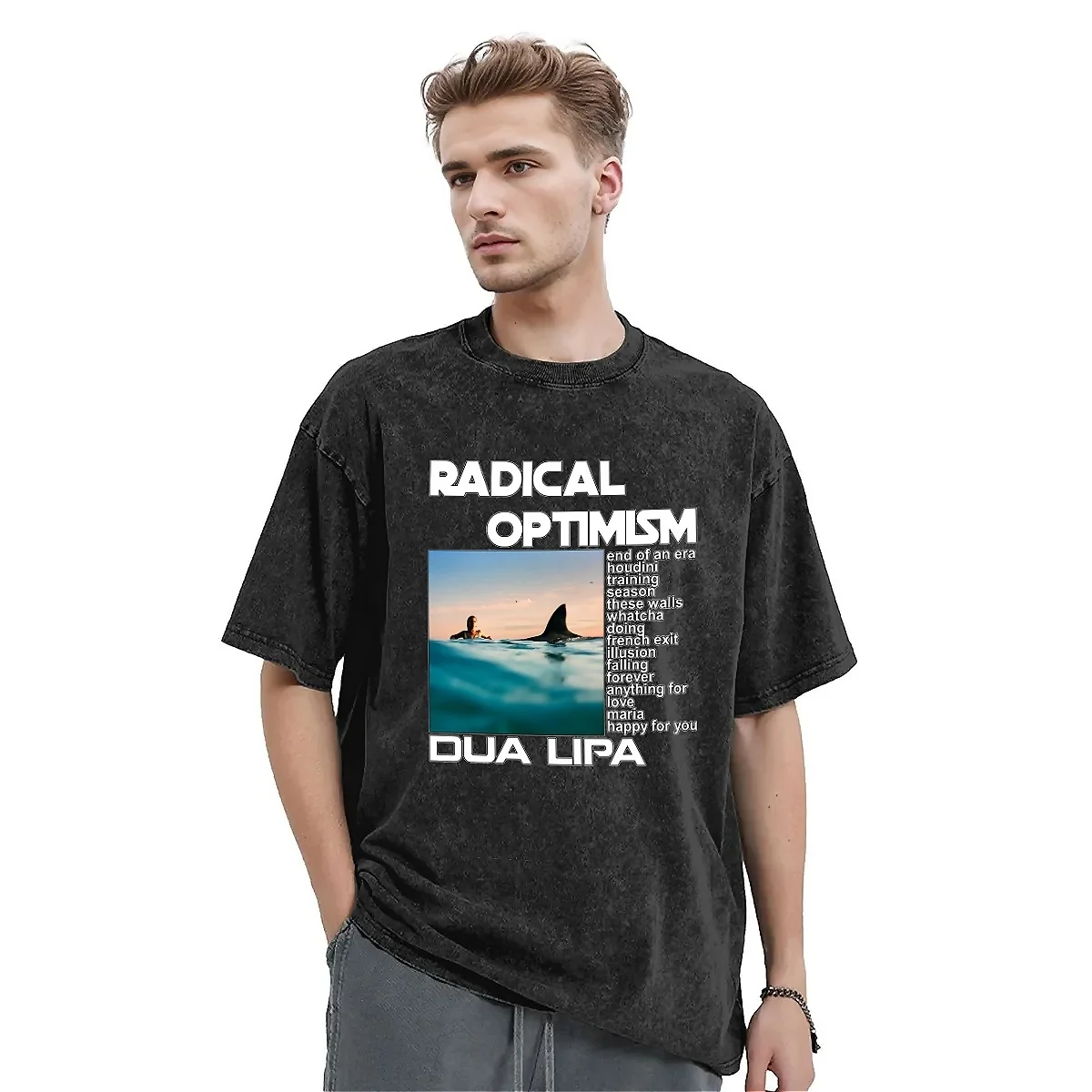 Man T-Shirt Radical Optimism Singer Dua-Lipaed 2024 New Album Washed T-Shirts Beach Tee Shirt Vintage Casual Clothing Gift