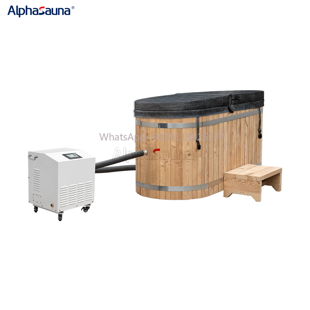 Inpendent App Control freestanding bathtub Outdoor Freestanding Wooden Batutub Colde Plunge Chiller Wi-fi With