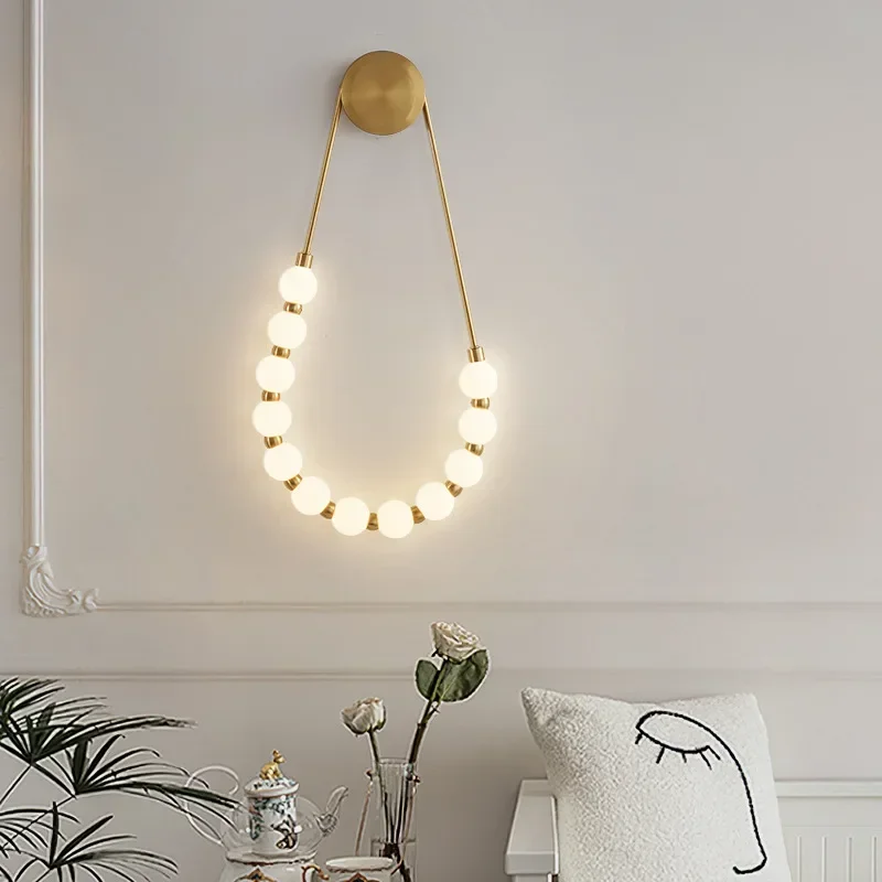 

Creative Necklace LED Wall Lights Gold Black Metal White Acrylic Sconce For Hotel Parlor Bedroom Aisle Corridor Home Art Deco