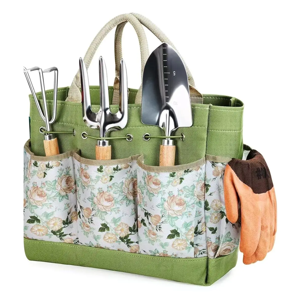 PROFESSIONAL USE Gardening Tools 9-Piece Heavy Duty Garden Hand Tools with Garden Tools Organizer Handbag, Rust-Proof Garden Too