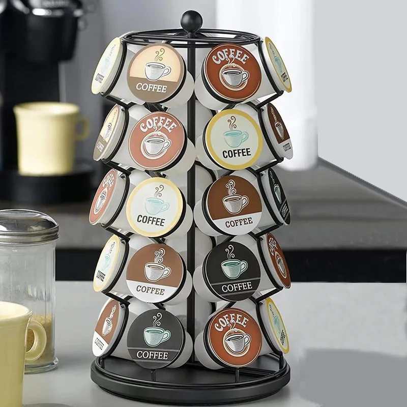 35 K Cup Storage Holder Spins 360-Degrees Offee Pods Holder Modern Design Coffee Capsules Storage Rack Home Office Kitchen Use