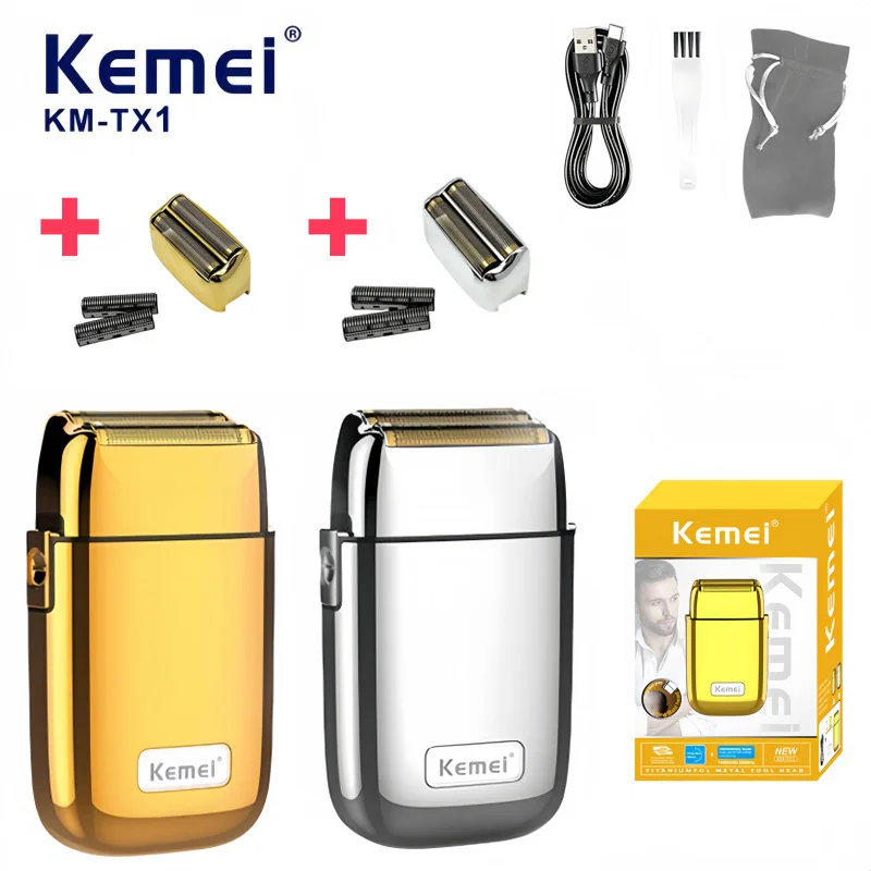 

Kemei KM-TX1 Professional Electric Shaver with Metal Body For Shaving and Head Shaving,Reciprocating Floating Foil,Beard Trimmer