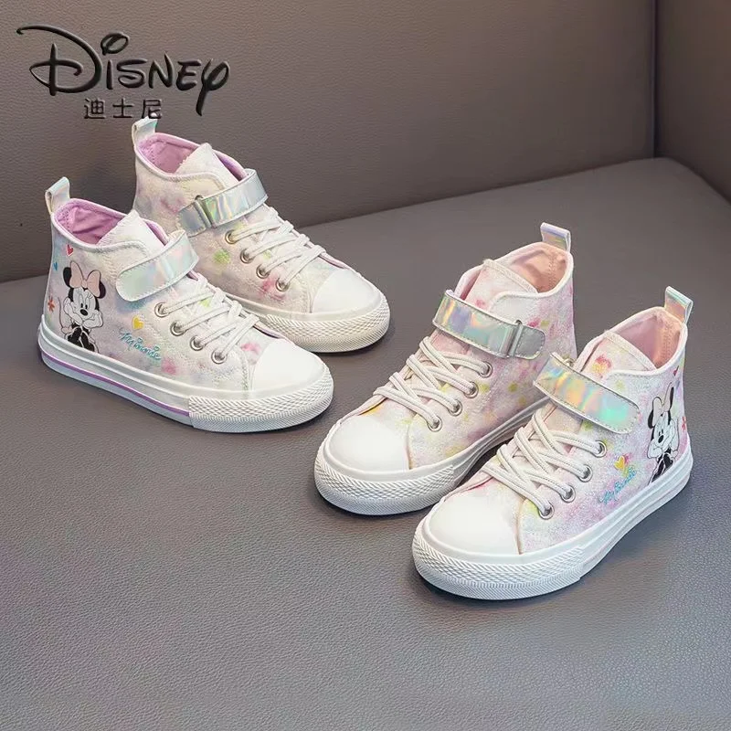 Minnie Mouse spring autumn high-top canvas girls shoes princess new cartoon baby canvas shoes children\'s student casual shoes