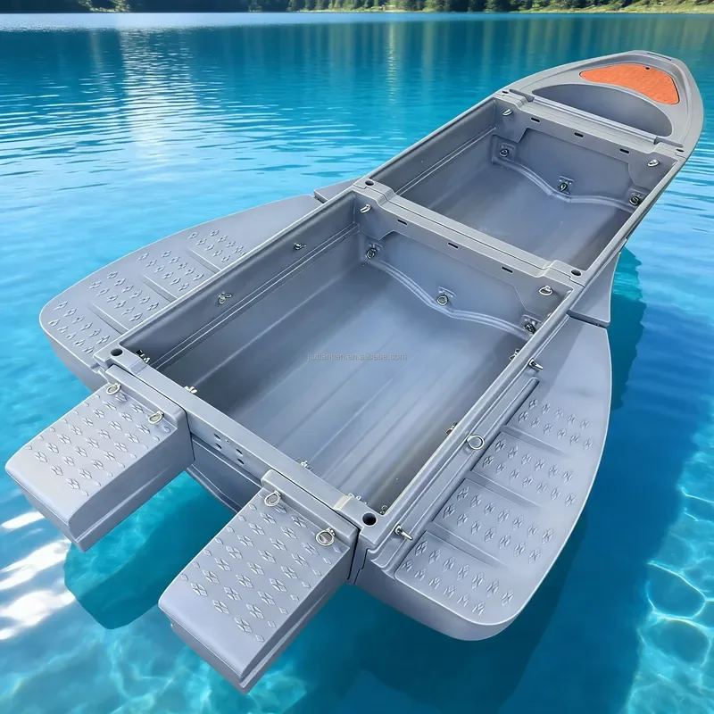 Foldable Plastic Boat Lightweight Durable Yacht for 4-6 Persons Outdoor Water Sports Vehicle Mounted Inflatable Kayak Fishing