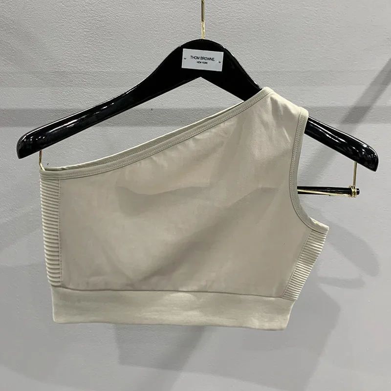 HKSH Sommer Neue Frauen Y2K Flut Chic High Street Persönlichkeit Dark Sexy Trendy Einfarbig Asymmetrische Schulter Tank Top HK6372