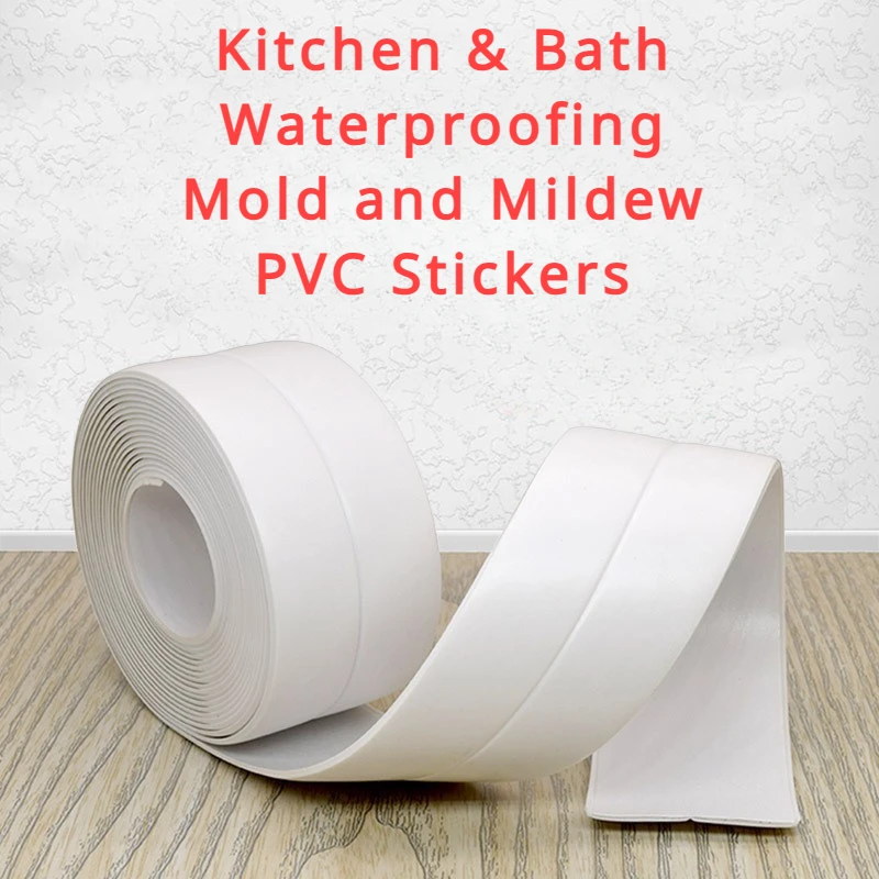 Sealed Self-adhesive Waterproof PVC Sticker,self-adhesive Waterproof Tape,Bathroom & Shower Sealing TapeForKitchen, Shower, Sink