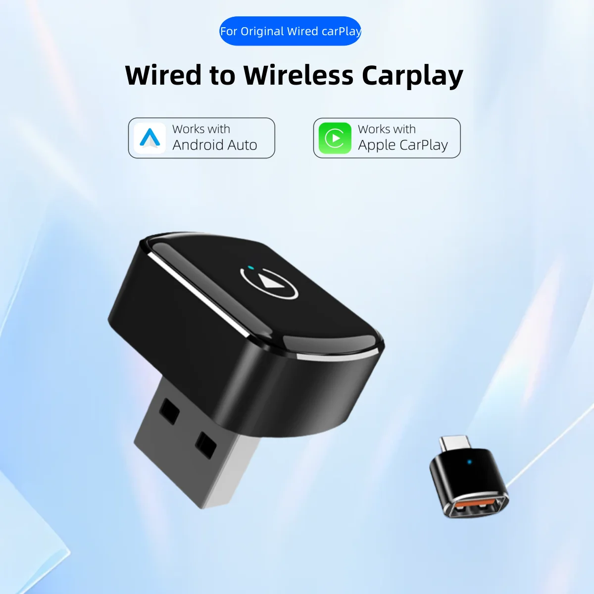 محول CarPlay وAndroid Auto اللاسلكي 2 في 1 - توصيل وتشغيل، توصيل تلقائي سريع، منافذ USB/USB-C، ملحقات السيارة الأساسية