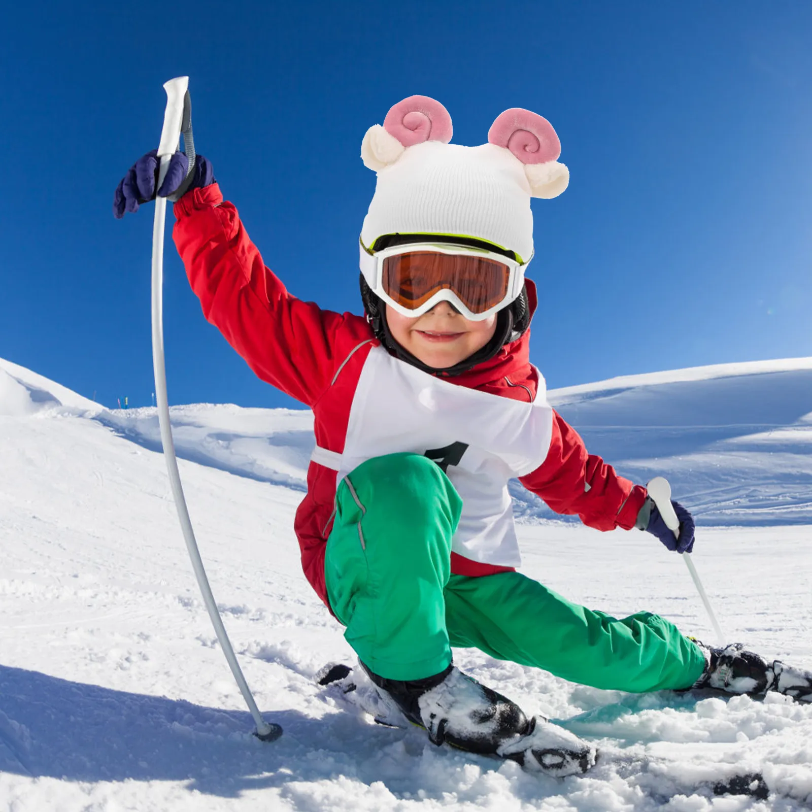

Decorative Ski Cover Sheep Head Appearance Woolen Yarn Cartoon Design Warm Washable Outdoor Skiing Supplies Funny