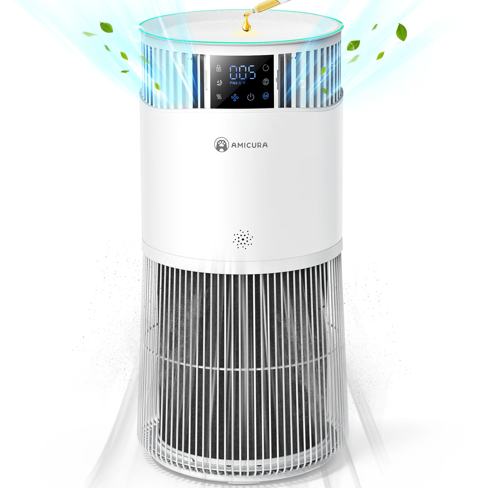 Purificador De Aire Con Filtro Hepa Auténtico-Amicura(P2), Eliminador De Pm2.5 Y Olores Para El Hogar, Dormitorio, Sala De Estar, Cubre 120M², Ultra Silencioso — -70%, 390.58€ Coupon, from 167.39€ – 70% descuento – €167.39