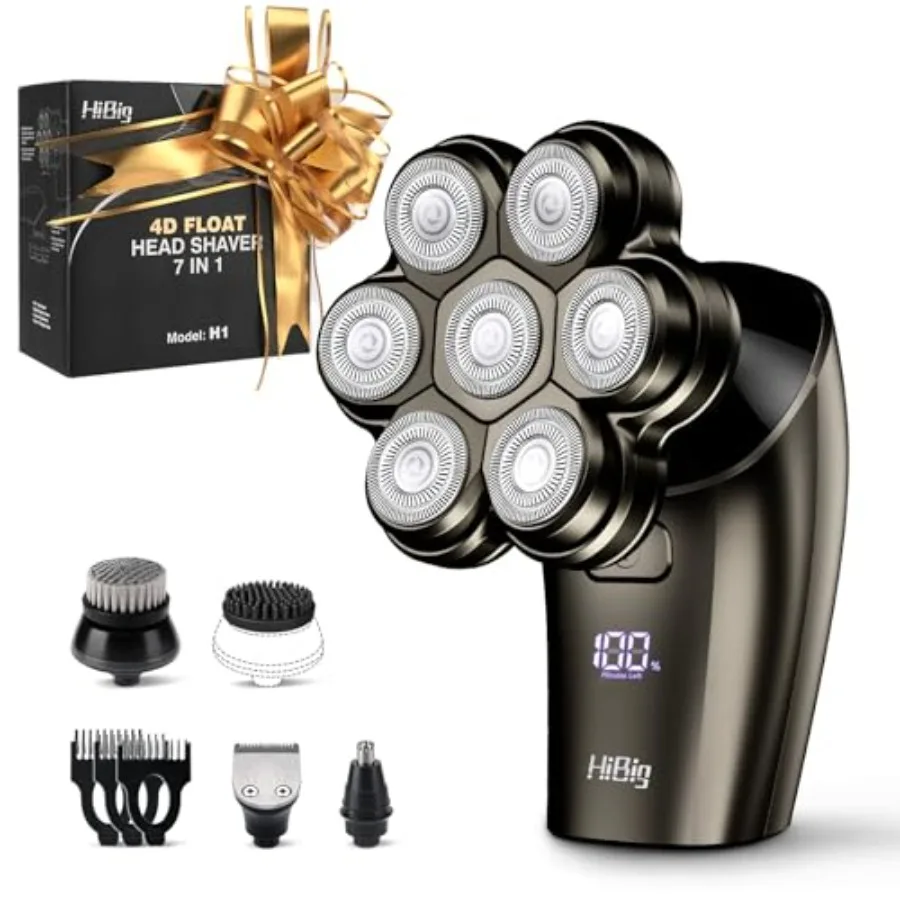 

Head Shavers for Bald Men - 7D Arc Electric Razor with Magnetic Detachable Head Waterproof Wet Dry 5-in-1 Electric Shaving and