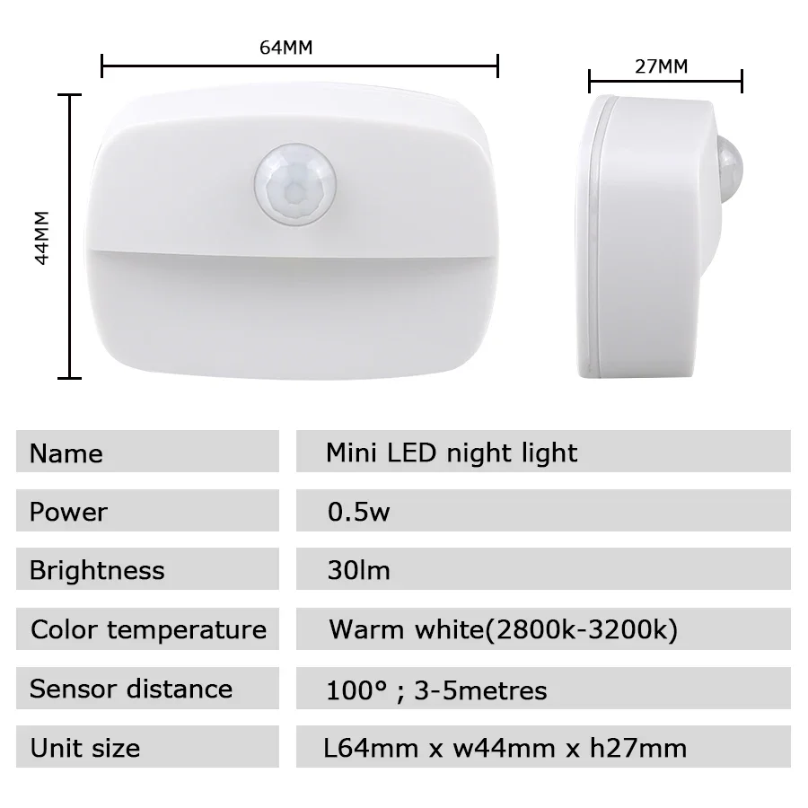 Lampu Malam LED Mini Sensor Gerak Lampu Malam Colokan EU 220V Lampu Dinding untuk Rumah Lorong WC Tangga Kamar Tidur Lampu Malam
