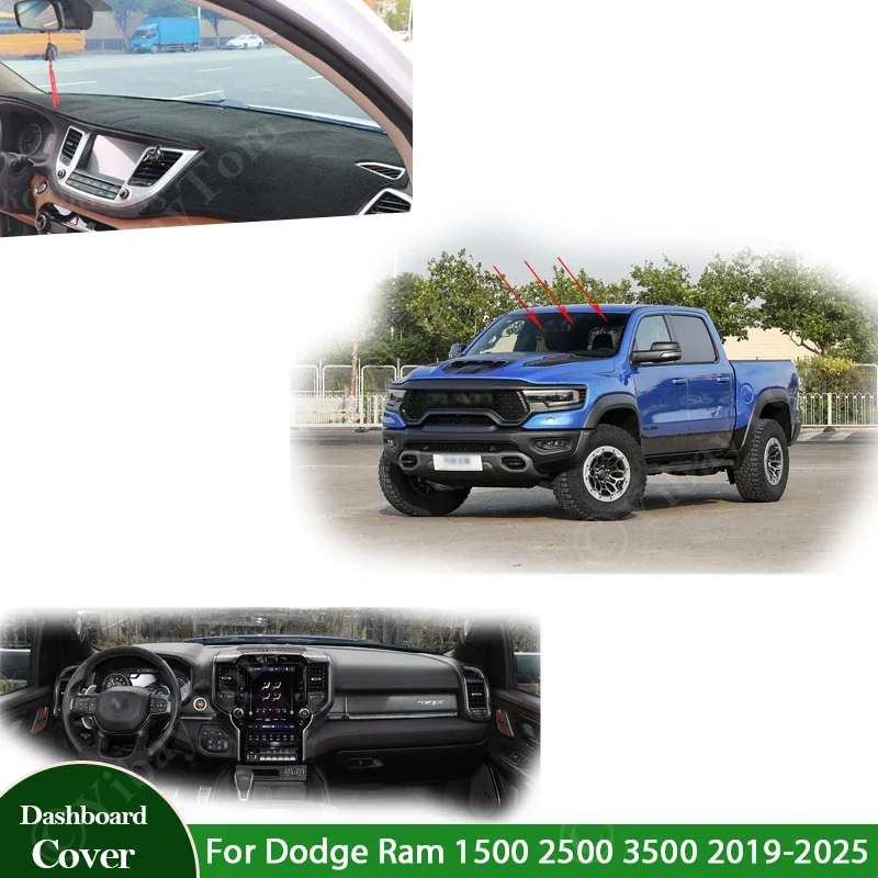 

Автомобильный коврик с защитой от УФ-лучей, чехол для приборной панели, солнцезащитный коврик для приборной панели, ковер для защиты 2024 2023 2022 для Dodge Ram 1500 2500 3500 2019 ~ 2025