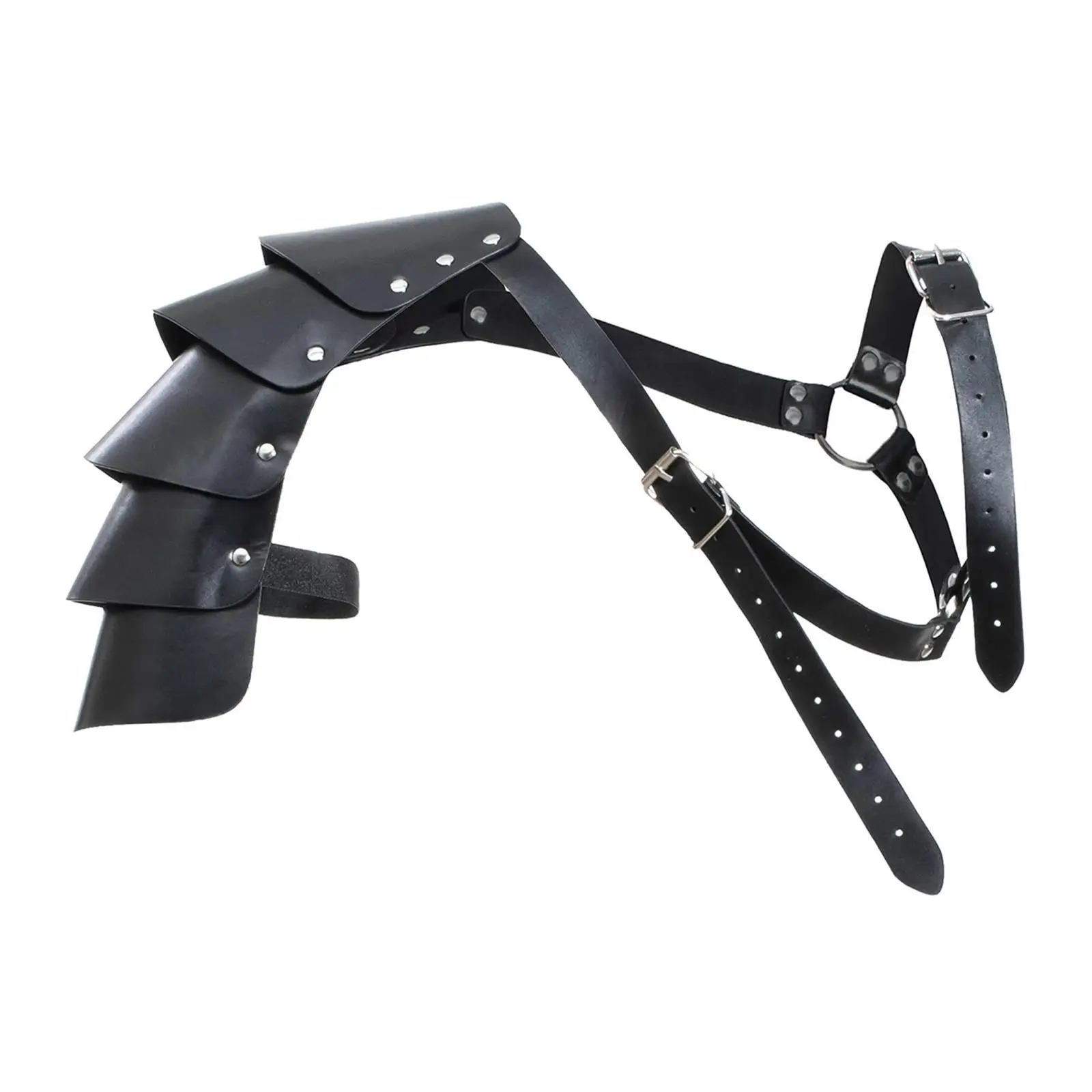 Armadura de ombro de couro PU preto fantasia steampunk medieval capa de encolher de ombros ajustável para festa de Halloween homens mulheres