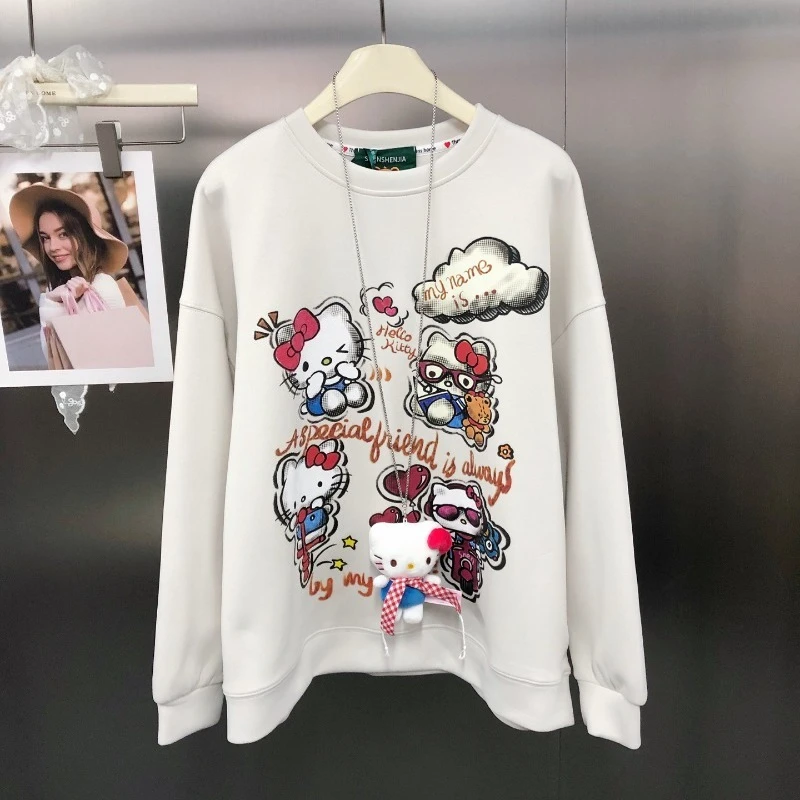 Nouveau Style coréen dessin animé avant et arrière imprimé sweat veste ample polyvalent jeune col rond pull couche de finition dames