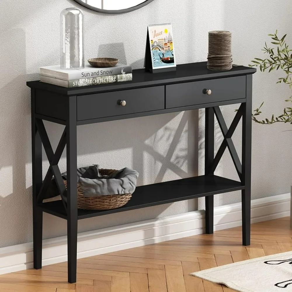 

Console Table With Drawers Bedside Tables Narrow Wood Accent Sofa Table Entryway Table With Storage Shelf for Entryway Hallway