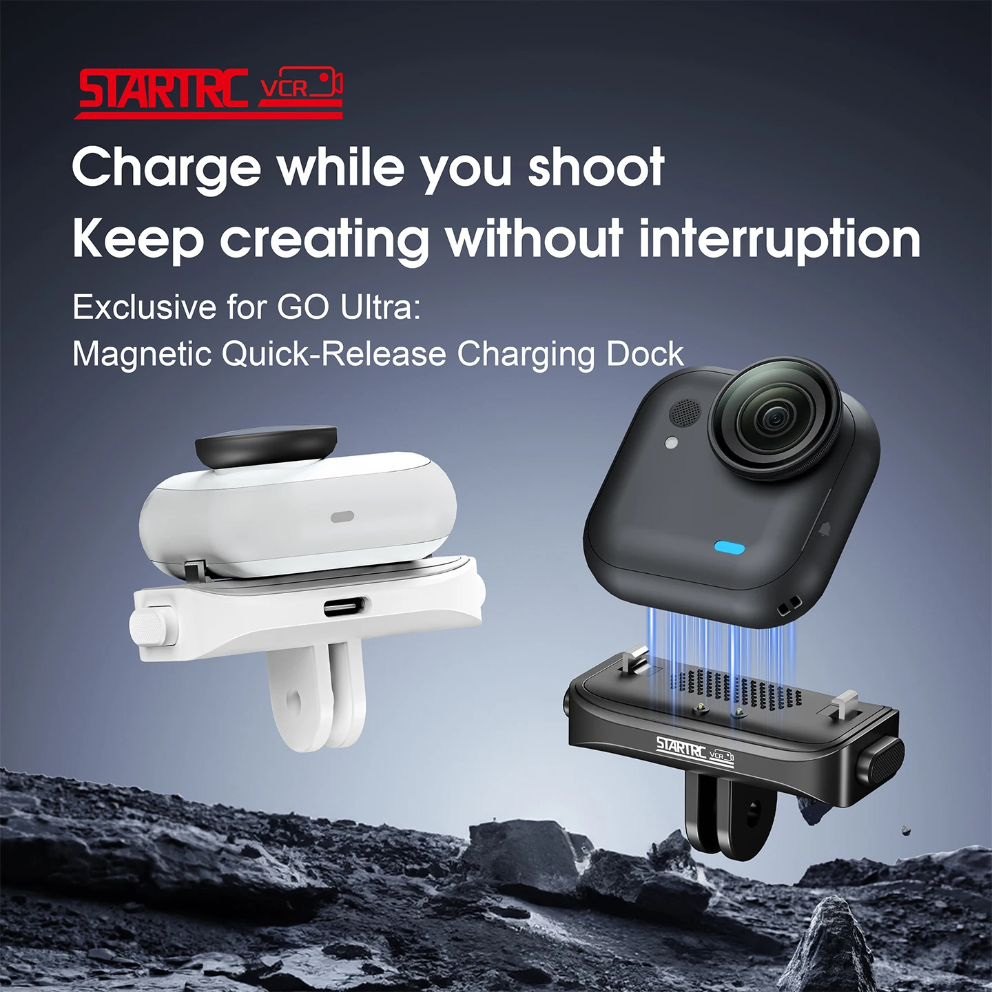 Magnetischer Ladeadapter, Schnellverschlusshalterung, Typ-C-Doppelklauenbasis für Insta360 Go Ultra Action-Kamera-Zubehör