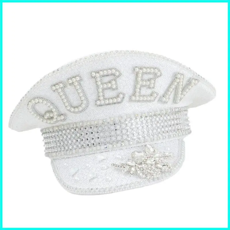

Sparkling Captain Hat Heavy Crystal Sequins Hat for Bachelorette Party Captain Hat Bride Hat for Actor Actress