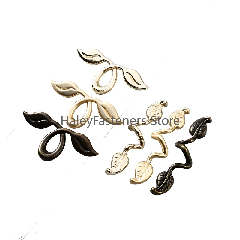 Zinc alloy handle, furniture hardware cabinet handle, retro small leaf wardrobe door cabinet handle