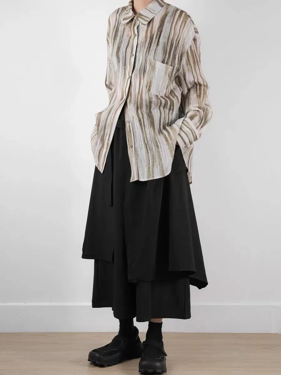 

High Waist Drapey Wide Leg Pants Casual Seven Lengths Pants for Women Ele Sle Versatile Comfortable Fit High Waist