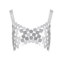 Fashion Wome Sequin Crop Top Top Outfits Belly Dance Costume Bling Rhinestones Crop Top for Clubwear Halloween Rave Festival