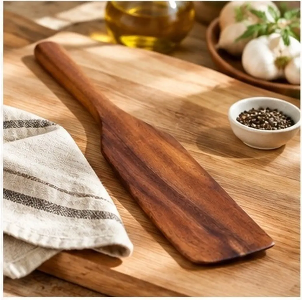 Wooden Spatula with Long Handle – Heat-Resistant, Non-Stick Cooking Utensil for Daily Kitchen Use