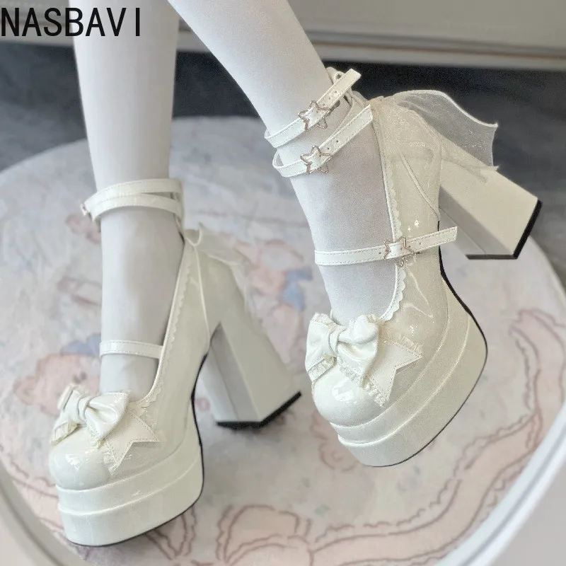 

NASBAVI/женские туфли-лодочки в стиле Лолиты на платформе для ночного клуба, модные туфли на высоком каблуке на мелком каблуке, весна-осень 2021, женская уличная обувь для стриптиза