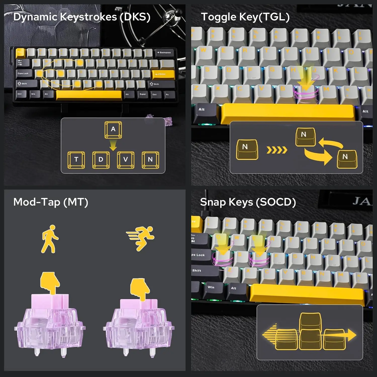 AULA WIN60 HE 60% Max Pro Magnetic Switch Mechanical Keyboard Wired Hot-Swap 8K Polling Rate RGB Gaming Keyboard for PC Gamer